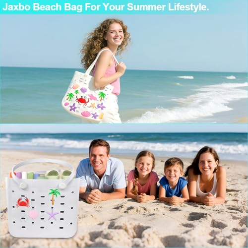 Beach Bag for Women, Water-Resistant Rubber Tote Bag, Durable Open Handbag ，Sandproof Vacation Essentials for Summer Swim Cruise Pool3