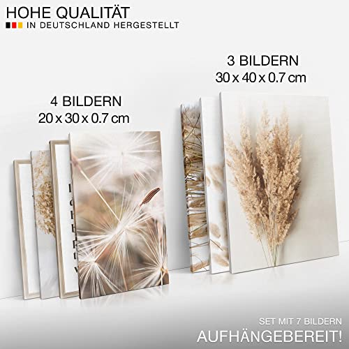 Schilderijen Set - KLAAR OM OP TE HANGEN - Foto Muur - Boho Pampasgras - 7 Delen - N005671a - Afbeelding 3