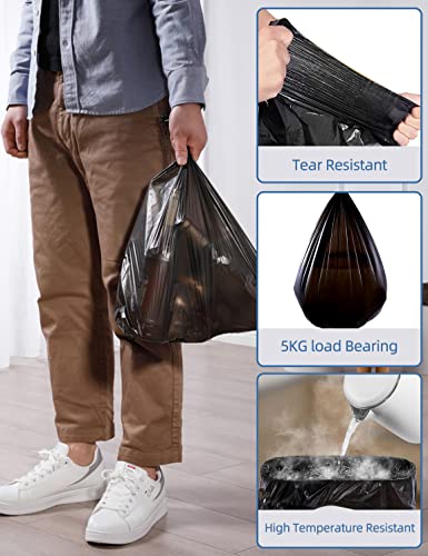 Image of Small Trash Bags 80 Counts, Waikas Garbage Bags for Bathroom Car Mini Trash Can, Plastic Bag for Bedroom Living Room, 4 Gallons, Black