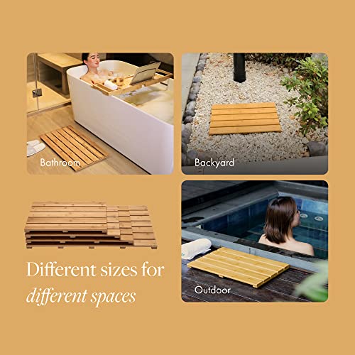 Gobam Bamboo Bath Mat, Small, 19.7 X 13 X 1.3 Inches - Non-Slip Floor Mat For Bathroom, Spa, Sauna, Kitchen, Indoor & Outdoor Spaces, Shower Mat For Bathroom Decor - Natural #TOP5