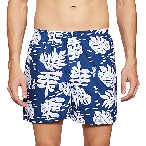 Image of Longies Pure Cotton Mens Boxers Pack of 3 Regular Shorts (LGBOXPO3V003 Dr.Grey,Blue,Blue3356 XL)