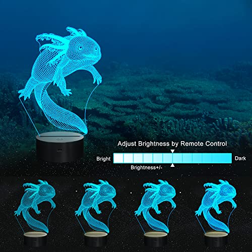 Ammonite Axolotl Night Light, Mexican Salamander Fish 3D Illusion Lamp For Kids, 16 Colors Changing With Remote, Kids Bedroom Decor As Xmas Holiday Birthday Gifts For Boys Girls #TOP1