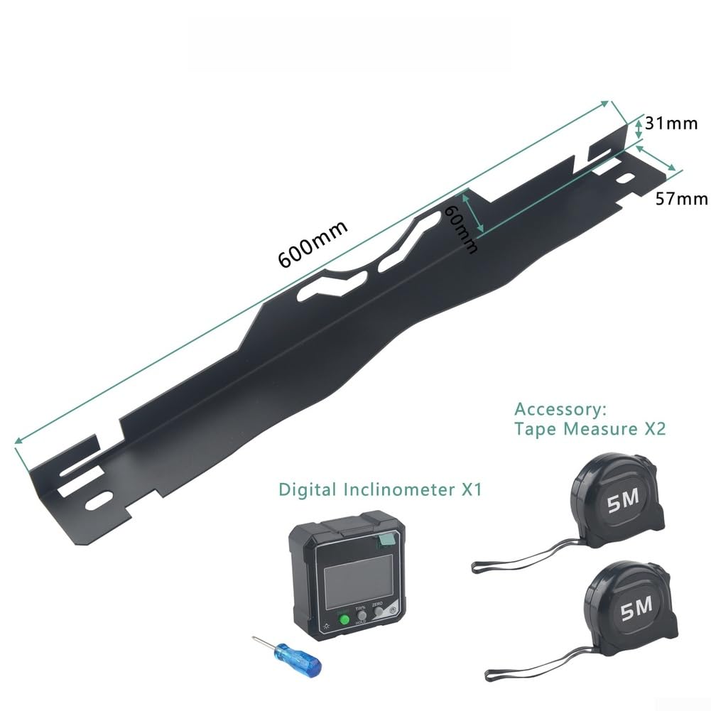 Kit portatile per allineamento ruote con inclinometro digitale per auto, camion, SUV, set di puntali in acciaio inox, 60 x 6 cm