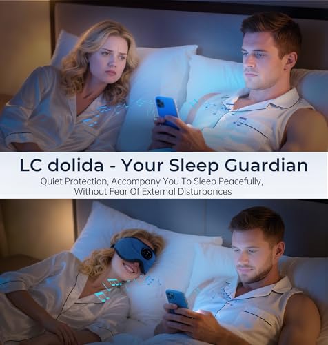Image of LC-dolida 5.4 Bluetooth Sleep Mask with White Noise,Sleep Headphones,Bluetooth Wireless Music Eye Mask, Ideal for Travel, Night Work, Side Sleeping and Office Use for Both Men and Women(Dusty Cyan)
