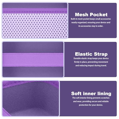 Image of Hard Case for Nelko PP01 /PP03 Color Mini Portable Printer, Shockproof Travel Carrying Case with Mesh Pocket & Hand Strap, Protective Storage Bag, Purple