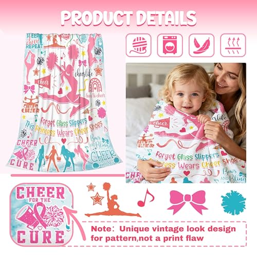Cheer Blanket for Girls, Cheerleading Gifts for Cheerleards, Soft Plush Flannel Cheer Throw Blankets Stuff for Team Bedroom Sofa Bed Decoration, 40\"x50\" for Kids
