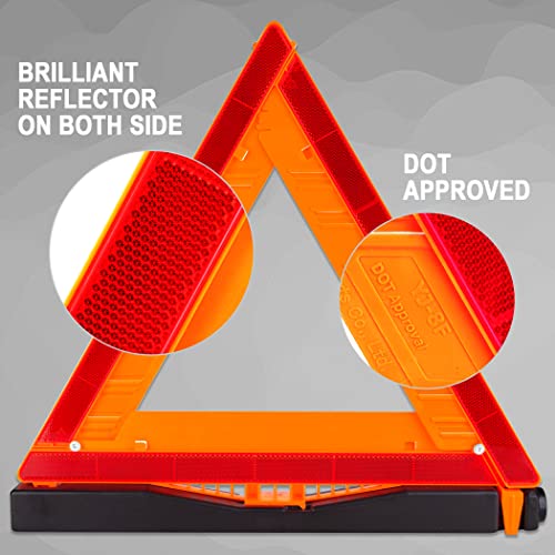 Image of CARTMAN 12PK DOT Approved Foldable Road Safety Warning Triangles | Heavy weighted anti-tip base, high visibility reflect panels, fully compliant with US FMVSS 571.125 roadside safety rules