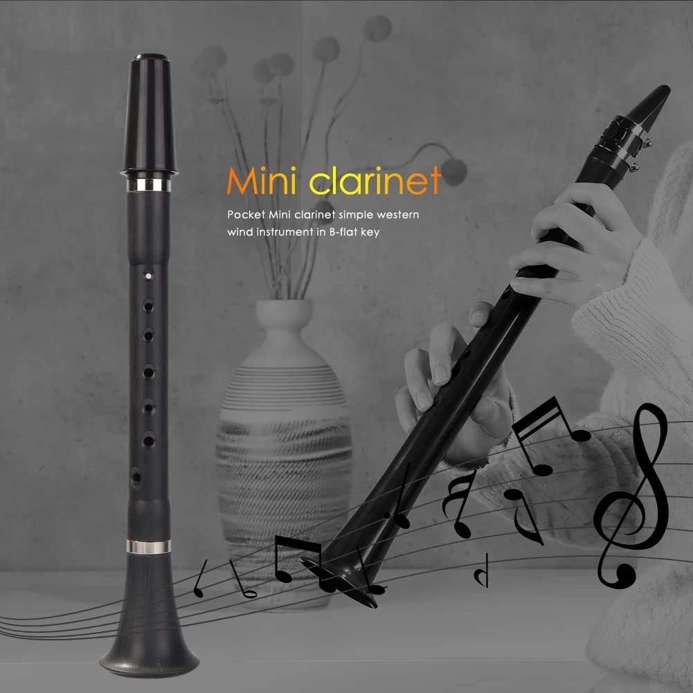 Mini clarinete Bb, instrumento de viento de madera de clarinete de bolsillo con bolsas de almacenamiento, instrumento musical for la práctica de principiantes