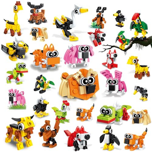 HOGOKIDS 60 Kinds Valentines Party Favors for Kids, 20 Pack 3-in-1 Animals Building Block Sets for Goodie Bags Stocking Stuffer Classroom Prizes...