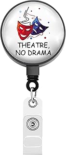 BEKECH Theater Gifts Theater No Drama Retractable Badge Reel Theater Lovers Gift Theatre Drama Mask Gift Actor Actress Gifts