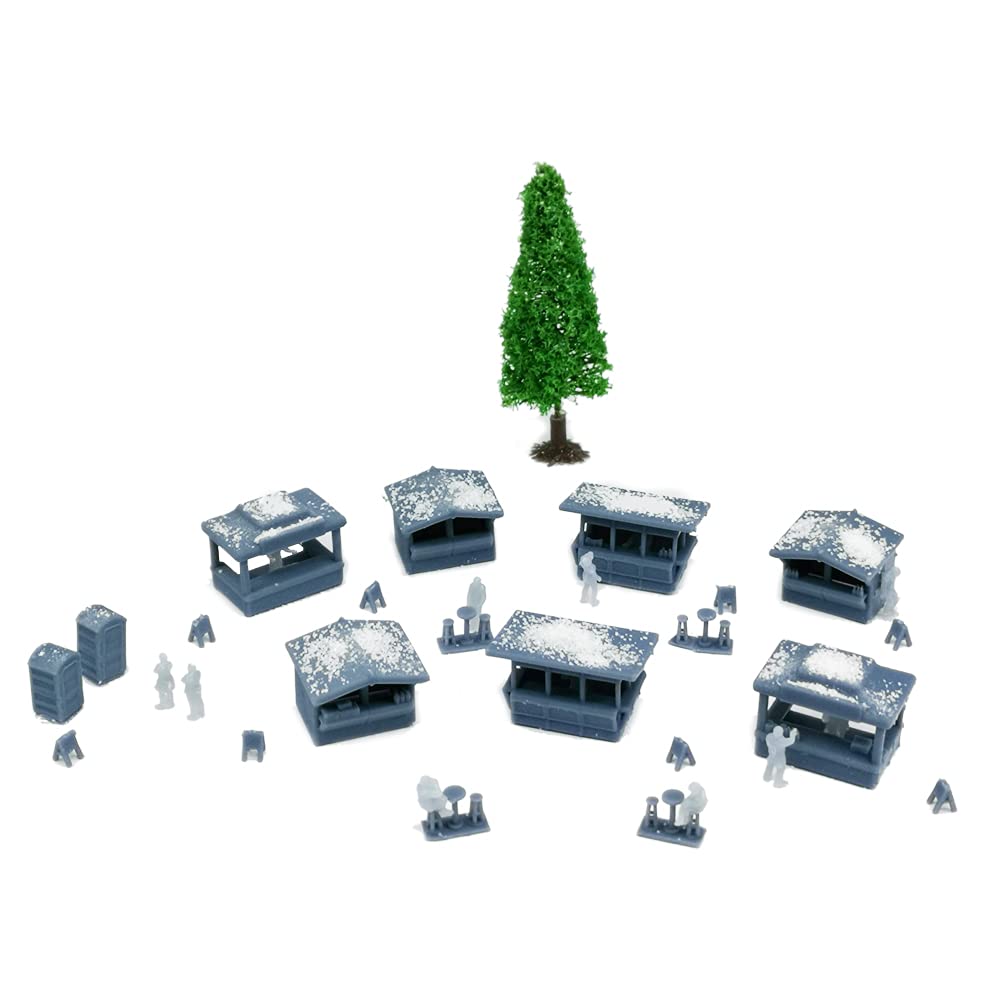 Outland Models Railway Layout Christmas Market and Figure Set 1:160 N Scale