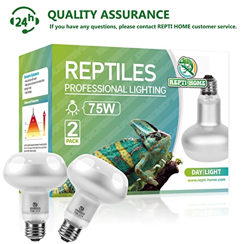 REPTI HOME Intense Reptile Heat Lamp Bulbs -2 Pack 50W,Intense Reptiles & Amphibians UVA Basking Spot Lamp Bulb,Simulate Natural Sunlight Reptile Daylight Heat Bulb for Bearded Dragon, Snake