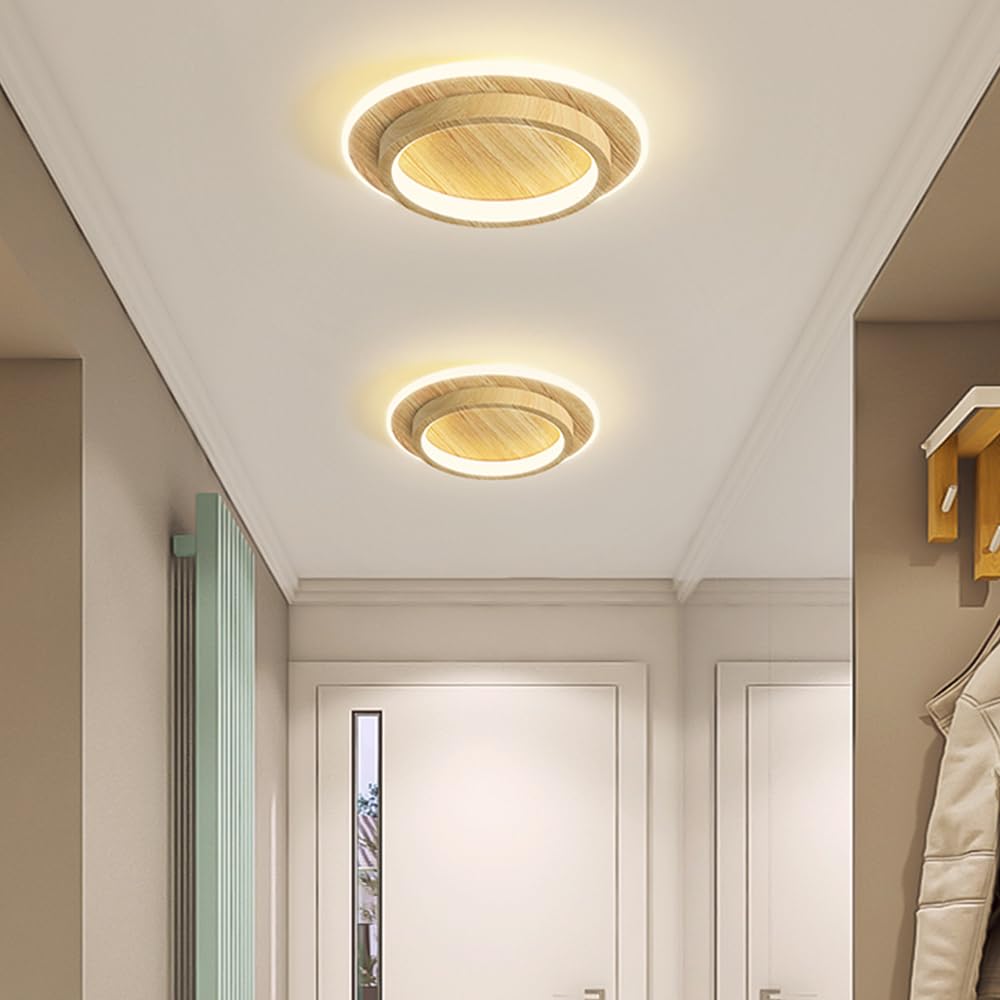 Oświetlenie Sufitowe Led, Nowoczesna Sufitowa Półpłaska, Minimalistyczna Okrągła Metalowa Sufitowa Do Korytarza, Przedpokoju, Sypialni, Balkonu/Kolor Orzecha Włoskiego/25 Cm