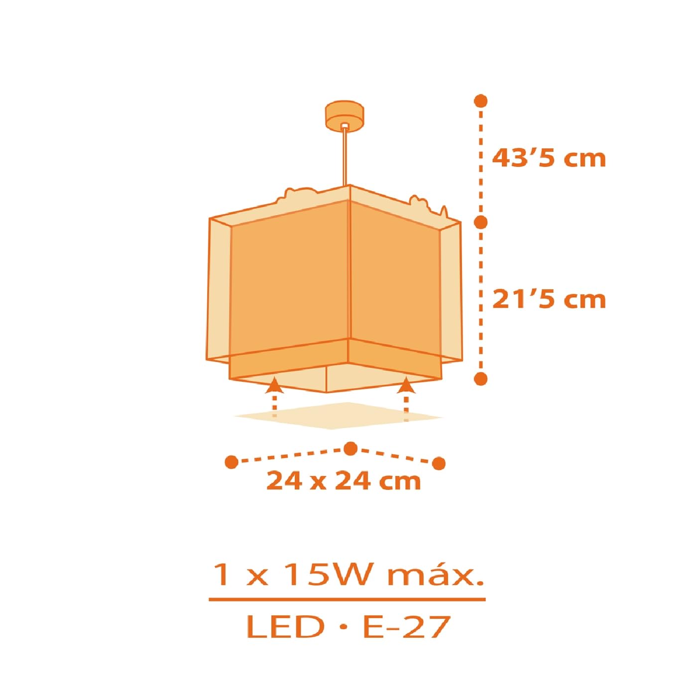 Dalber Lámpara Techo Colgante Infantil Dinosaurios 73452M E27 | Incluye difusor de luz inferior extraible; Habitación niños; lámparas infantiles. Dinos