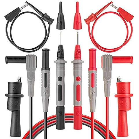 AstroAI Multimeter Test Leads Kit Electronic with Alligator Clips and Plunger Mini Hooks, Probes Upgraded To CAT IV for AstroAI Fluke Innova etc Multimeters Cover