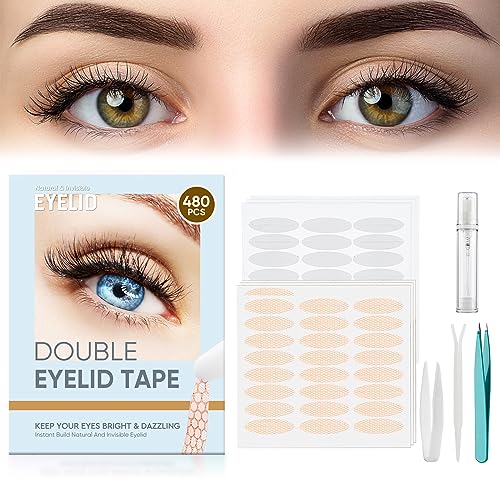 iTecFreely Eyelid Tape, 480pcs Invisible & Waterproof Eyelid Lifter Strips, Double Eyelid Tape Suitable for Uneven, Saggy, Single Eyelid