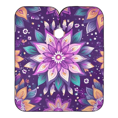 Hezely Purple Mandala Hair Dye Cape, Barber Cape for Adults,Waterproof Salon Cape,Waterproof Hairdressing Styling Hair Cutting, 65