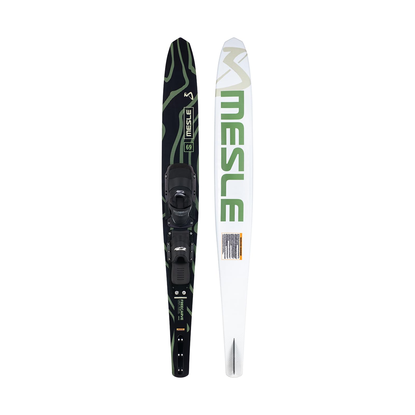 MESLE Monoski Freecarve mit D3 Leverage Blackout Bindung, Slalom Ski, Tunnel Wasser-Ski für ambitionierte Slalom-Fahrer, mit Aluminium Finne