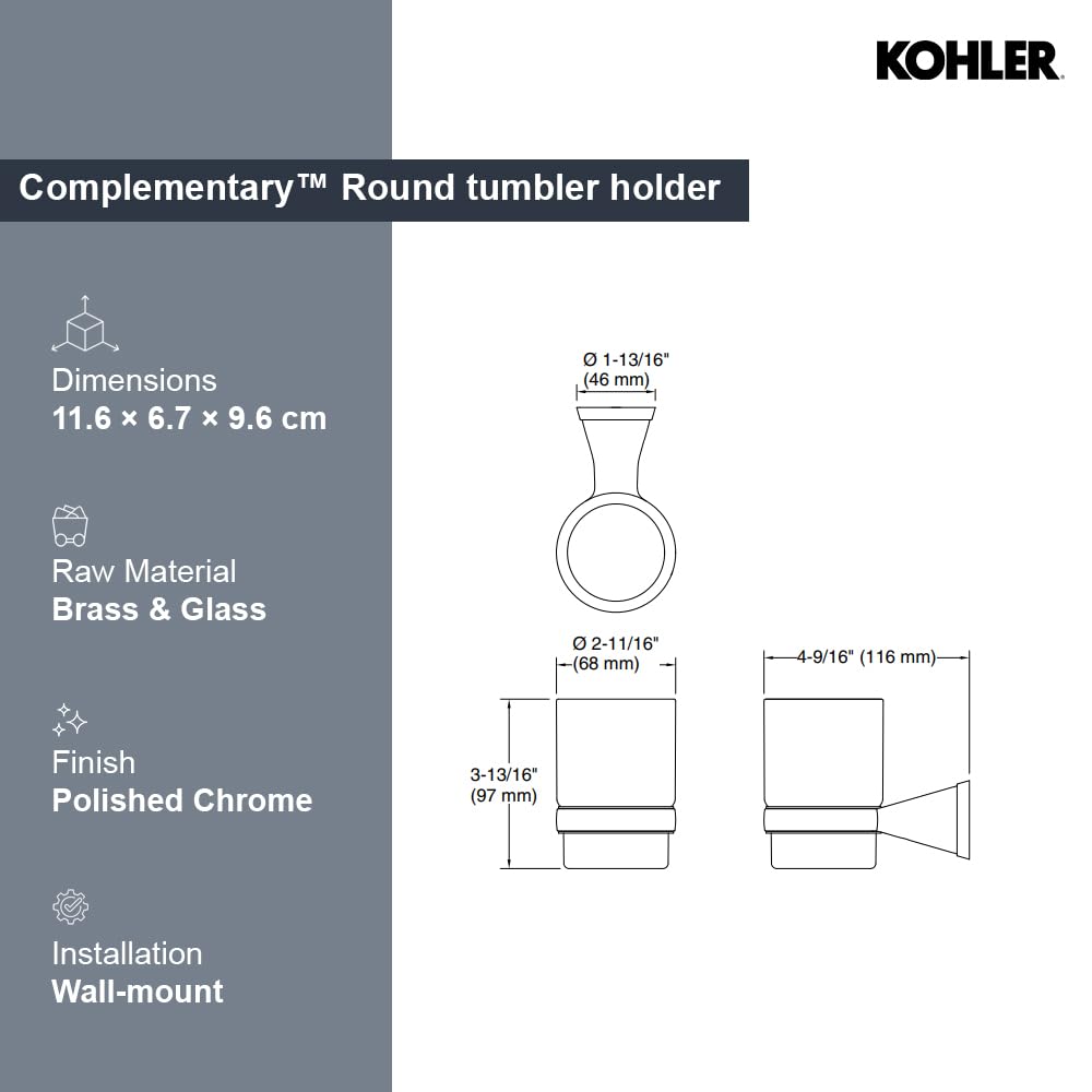 Kohler Tumbler Holder (Silver) (5637IN-CP) 4