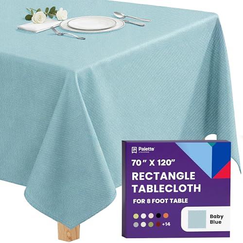 Image of Gee Di Moda Rectangle Tablecloth - 70 x 120 Inch Baby Blue Table Cloth for 6 or 8 Foot Rectangle Tables - Heavy Duty Washable Fabric - for Holiday Party, Dinner, Weddings, Baby Shower & Events