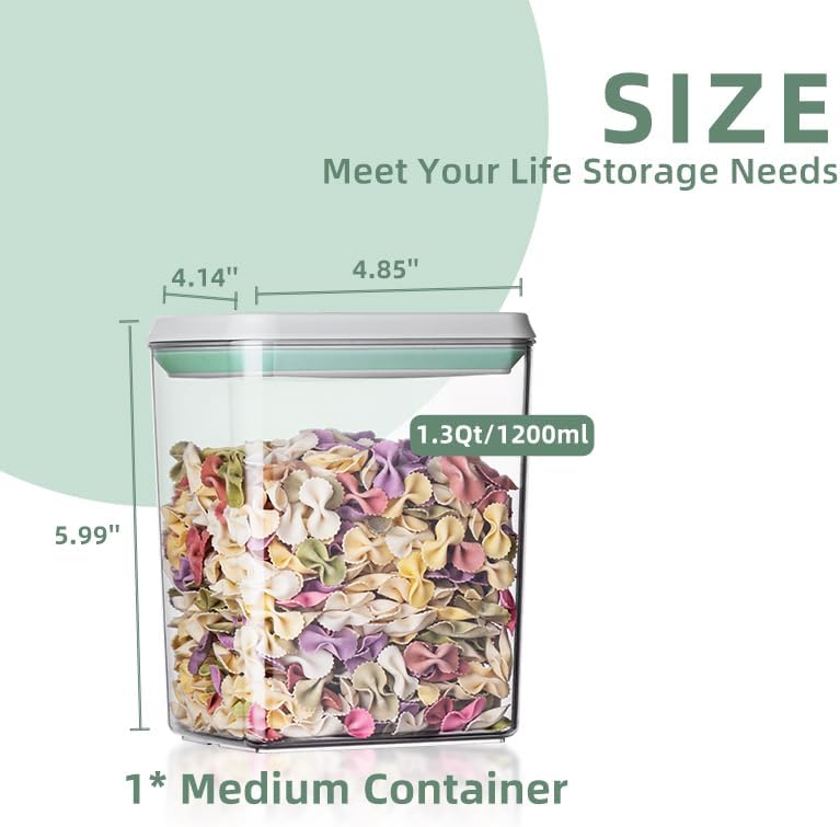 Ankou Pop Airtight Food Storage Containers with Lids- 3 Pcs Stackable One Button Opening Food Containers, Kitchen Pantry Storage Containers for Snacks Candy Salt Herbs Spices BPA-Free (1.2 QT * 3) - Image 6