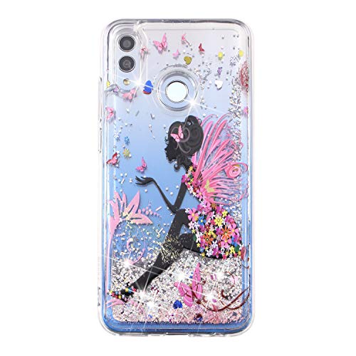 HopMore Funda Silicona para Huawei P Smart 2019 / Honor 10 Lite Brillante Glitter Liquido 3D Purpurina Transparente Dibujo Carcasa Blando Resistente Caso para Chicas Mujer - Niña
