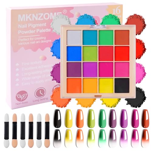 Image of 16 Colors Nail Pigment Powder Palette, Ombre Nails Set Colored Nail Powder Pigmentos para Unas, French Aura Nail Art Palette Long-lasting Manicure DIY Accessories
