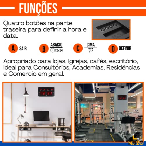 Relógio de Mesa Digital LED Academia Consultório Decoração