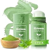 1 Pièces Green Tea Mask Stick Masque Visage Thé Vert Nettoyant en profondeur, Masque Stick Thé Vert Purifiant Anti-points noirs, Contrôle du sébum et Hydratation, Stick Portable pour Soin Quotidien