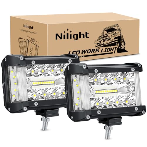 Image of Nilight 2 PCS 4.3 Inch Side Shooter Light Bar Spot Flood Combo Triple Row | for Off Road Fog Driving Work Lighting on Truck SUV ATV UTV