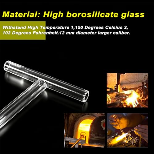 Image of 5Pcs Reusable Clear 4 inch(100mm) Glass Blowing Tubes :Length:4Inches: OD-12MM: Wall Thickness :2MM, Glass Tubing Blowing Tubes + Cleaning Brush + Protect Box