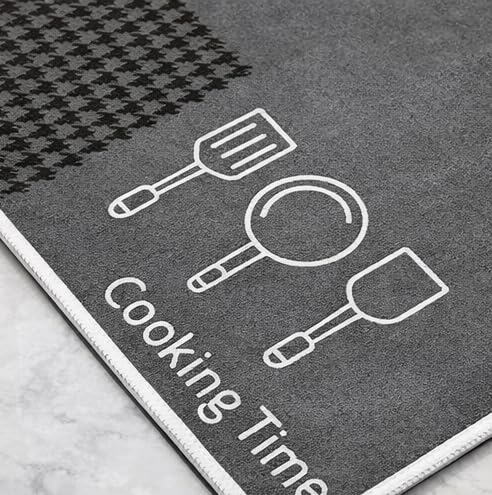Image of HomeCloud Rectangular Kitchen Mat | Anti-Slip, Soft, Washable, Printed Designs for Floor, Kitchen & Room (6mm Thick) Pack of 2 Contain (1 Large (41 X 122 Cm) 1 Small 41 X 61 Cm) (Cooking Time)