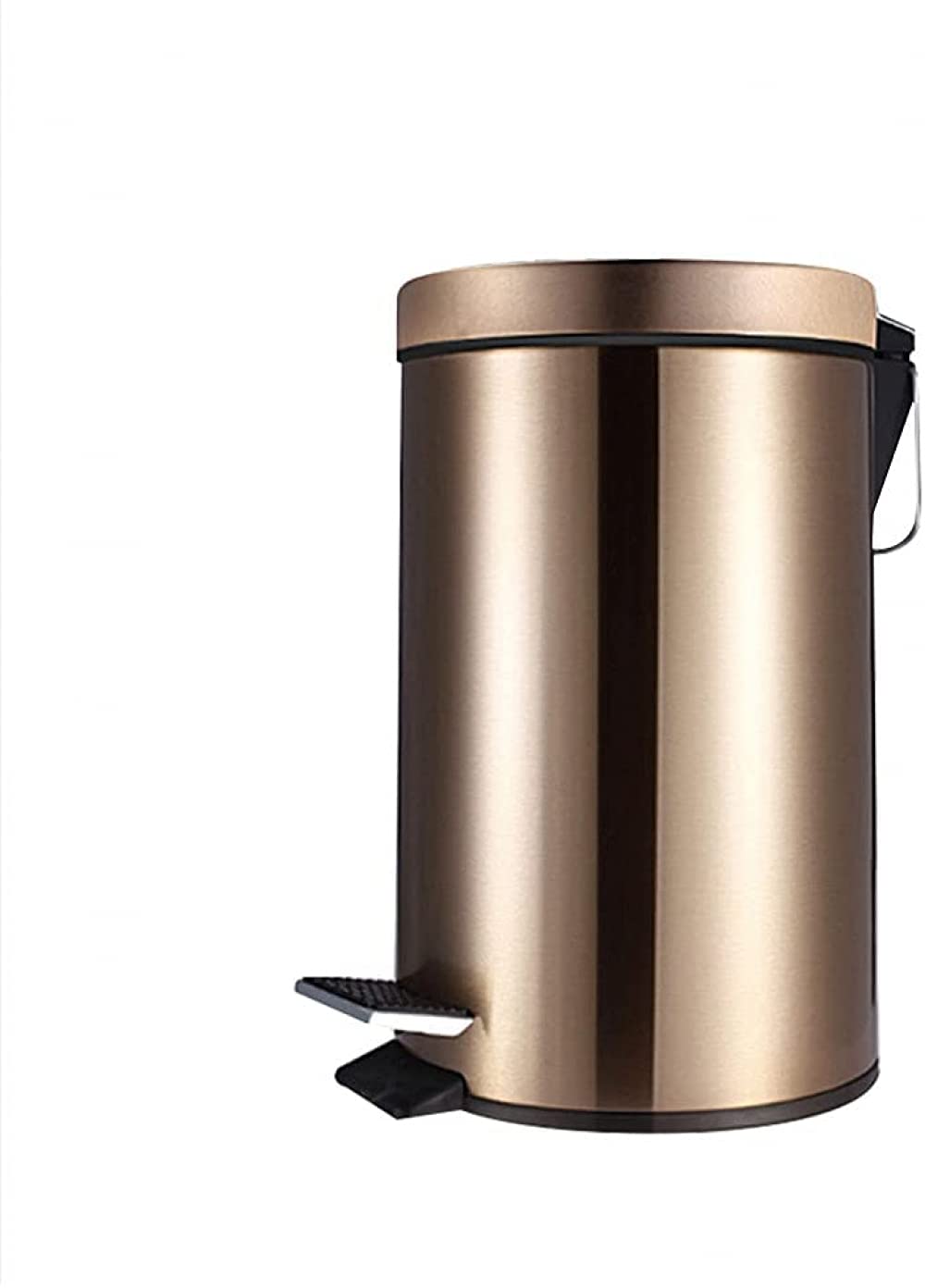 FBWSM Stainless Steel Step Pedal Trash Can Large Capacity 5L Rubbish Bin for Kitchen Bathroom-Gold