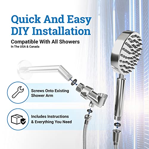 All Metal Low Flow Handheld Shower Head With Hose And Brass Holder - Chrome – 1.75 Gpm Water Saver Shower Head - Detachable Shower Head With Handheld – Low Gpm Shower Head & 6Ft Flexible Extension #TOP4