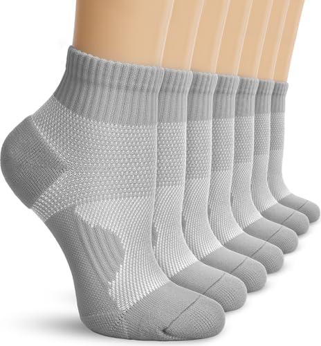 Image of DHSO 7 Pairs Cushioned Ankle Compression Socks for Women Running Wicking Socks with Arch Support