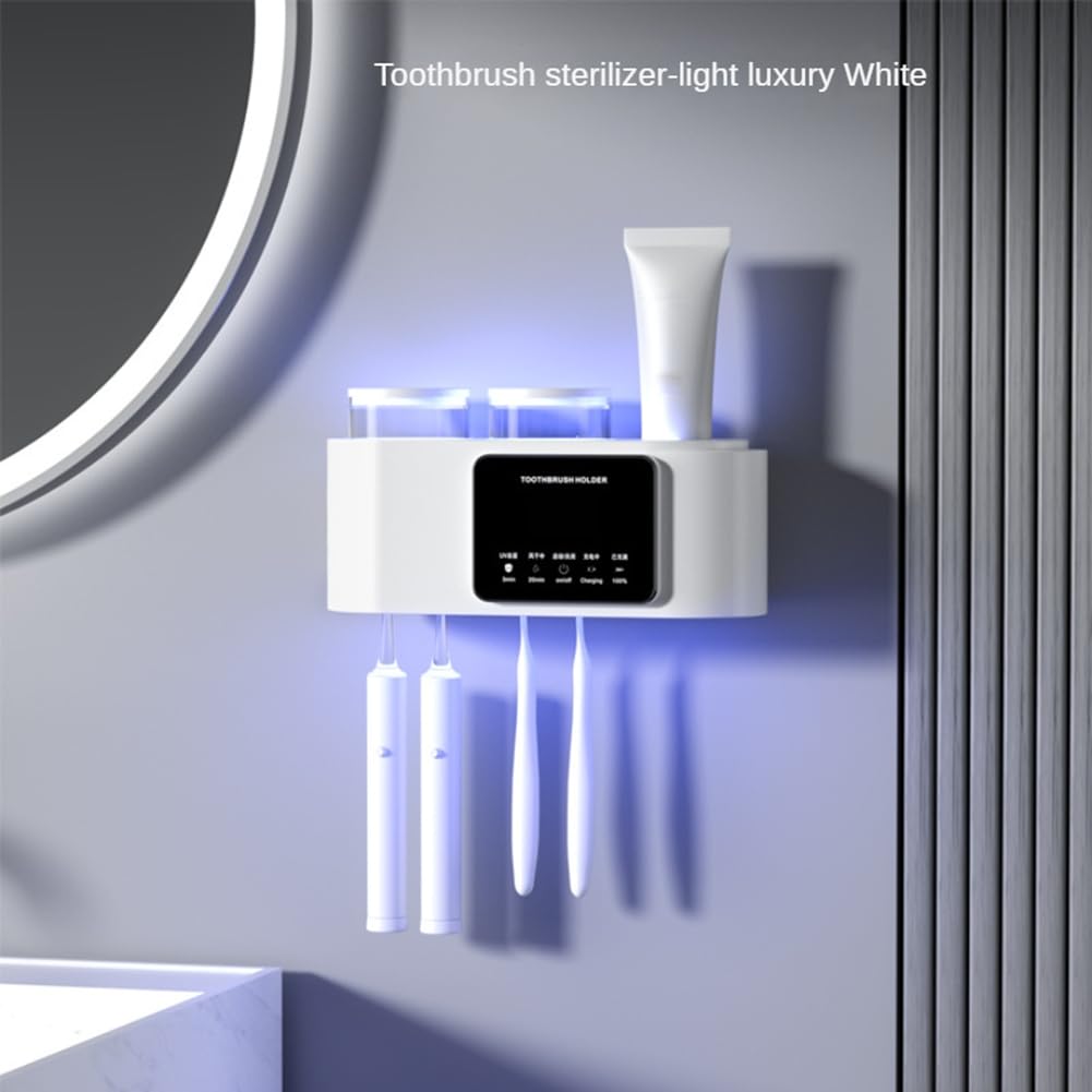 Portaspazzolino da parete Portaspazzolino elettrico, fori, organizer intelligente per spazzolino da denti con 4 fessure per spazzole, facile da installare