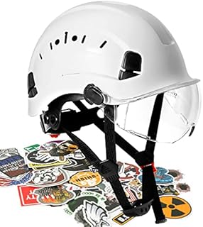 AOLAMEGS ABS Safety Hard Hat - ANSI Z89.1 Approved Safety Helmet Adjustable Vented Hardhat for Men Women Adults Safety Hardhats for Outdoor Indoor Industrial Construction Workwear (White Clear Visor)
