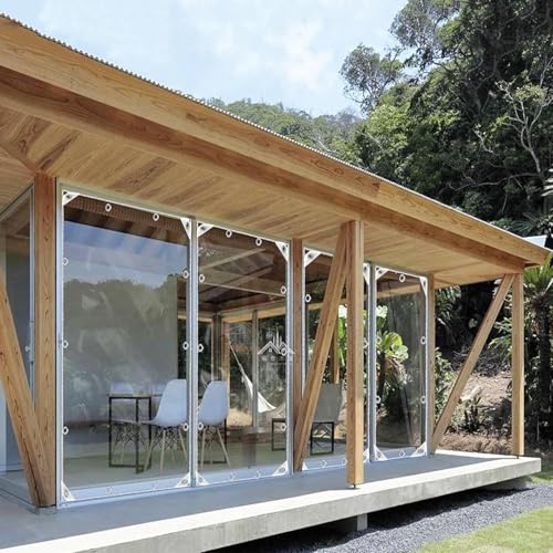 Clear Tarps Heavy Duty PVC, Transparent Tarp Durable Waterproof Dustproof Windproof, Tarpaulin with Grommets & Ropes for Greenhouse, Patio, Garden, Pavilion, Chicken, Porch, Outdoor (7 * 10foot)