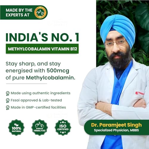 Image of Vlado's Himalayan Organics Vitamin B12 Supplements 500 mcg - Methylcobalamin B12 Vitamin Tablets for Men & Women - 60 Veg Tablets