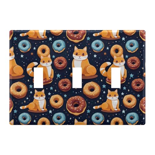 Light Switch Cover Cute Cat Cookie Wall Plates for Electrical Outlets 3 Gang 202b3268