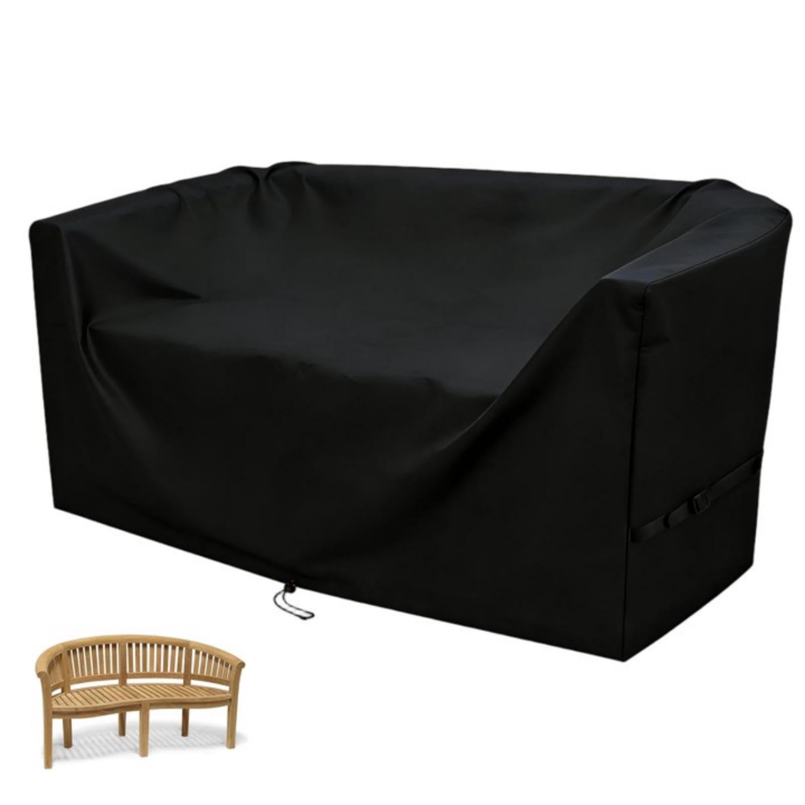 Hohong Banana Bench Cover Waterproof 185×75×88 CM, 500D Heavy Duty Garden Bench Covers, Garden Chair Covers for Outdoor-Black