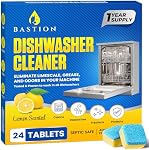 Bastion Dishwasher Cleaner Tablets - Lemon-Scented, Heavy Duty Cleaning, 12-Month Supply (24 Tablets) - Deep Cleans & Maintains Your Dishwasher for Optimal Performance