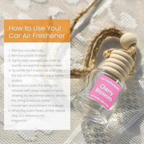 Image of Hanging Car Air Freshener, Long Lasting Scent, Cute Air Fresheners for Women, 2 Pack Non-Toxic Essential Oil Diffuser, Made in USA