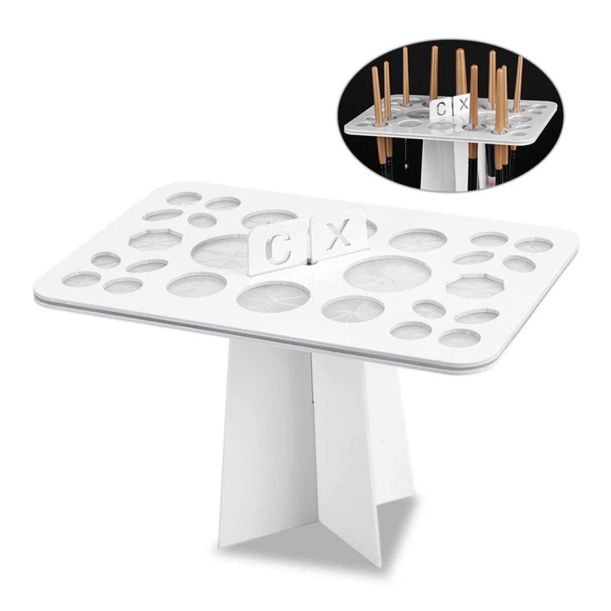 FRCOLOR 3pezzi Supporto Per Asciugatura Pennelli Makeup Con Organizer Bianco Per Pennelli Cosmetici Facile Da Montare e Pulire Design Leggero e Resistente