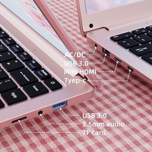 Image of 14'' Windows Laptop,Computer laptops,Celeron N4000 Processor, 8 GB RAM, 256 GB Storage,WiFi 5, Bluetooth 5.0,Windows 11, Laptop for Business, Office or Student use (Pink)