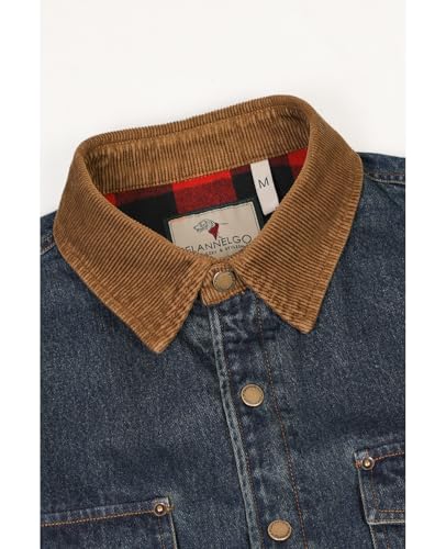 Zenthace Men'S Denim Trucker Jacket Lightweight Fall Flannel Lined Jean Casual Work Utility Shirt Denim Jackets Coat Indigo L thumb #3