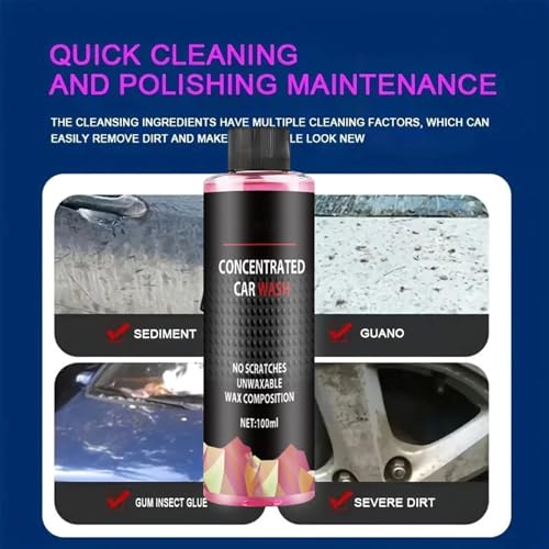 カー フォーム クリーナー, 100ml 車両洗浄用 高圧洗浄機 対応 シャンプー, 磨き 洗車用品 汚れ落とし 日常ケア 自動車 車両 RV トラック