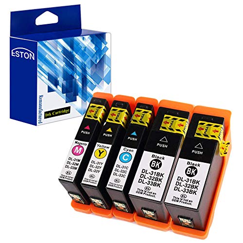 ESTON Compatible Ink Cartridge Replacement for Dell Series 31 Black and Series 31 Color for Dell V525w/ V725w All-in-One Printer (Black,Cyan,Magenta,Yellow - 5 Pack)