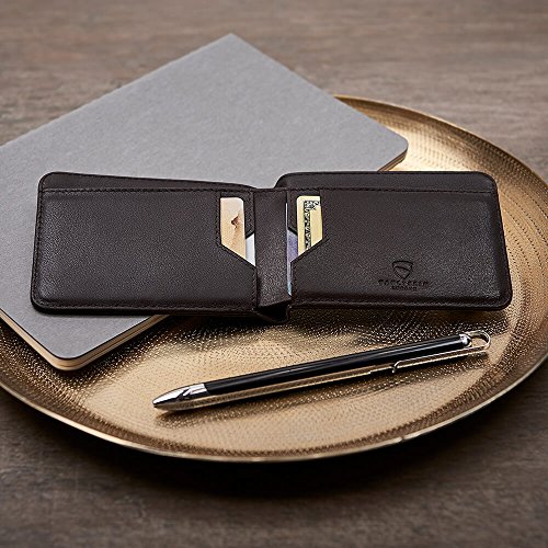 Image of Vaultskin MANHATTAN Slim RFID Blocking Bifold Leather Wallet for Men - Men's Leather Wallet, Front Pocket Minimalist Card Holder, Holds 9 Cards and Cash, Premium Italian Leather