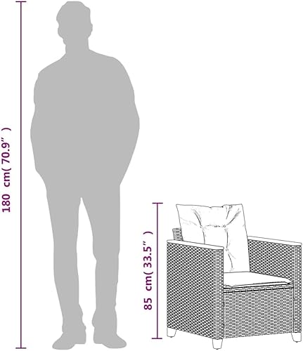 Miniatura 9 de Patio Chair with Cushions Beige Poly Rattan Backyard Chairs Outdoor Chairs Sillas para Comedor Garden Chair for Terrace Picnic Study Beach